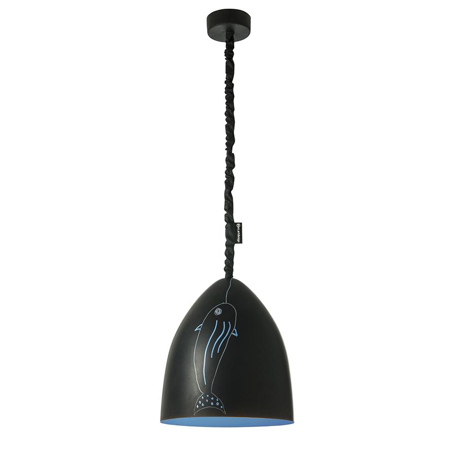 IN-ES.ARTDESIGN lampe à suspension FLOWER S LAVAGNA (Intérieur bleu - Résine effet tableau blanc et 