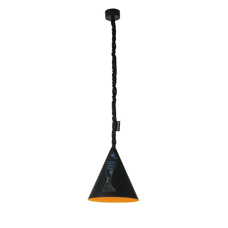 IN-ES.ARTDESIGN lampe à suspension JAZZ S LAVAGNA (Intérieur orange - Résine effet tableau blanc et 
