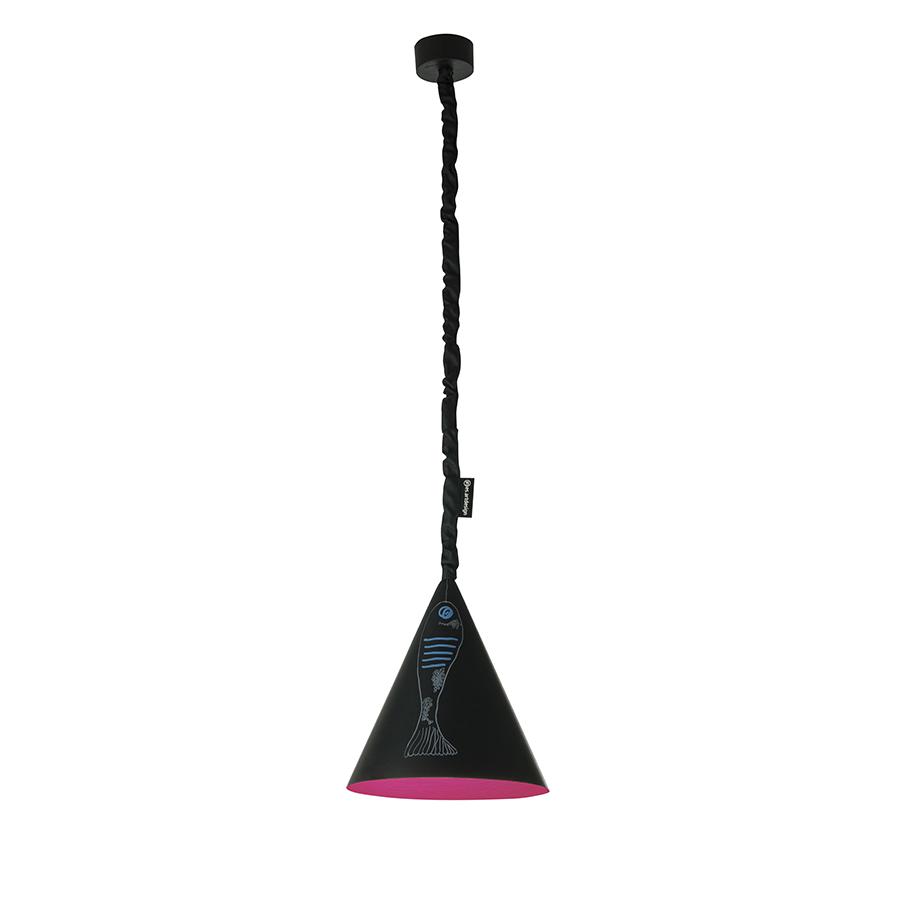 IN-ES.ARTDESIGN lampe à suspension JAZZ S LAVAGNA (Intérieur magenta - Résine effet tableau blanc et