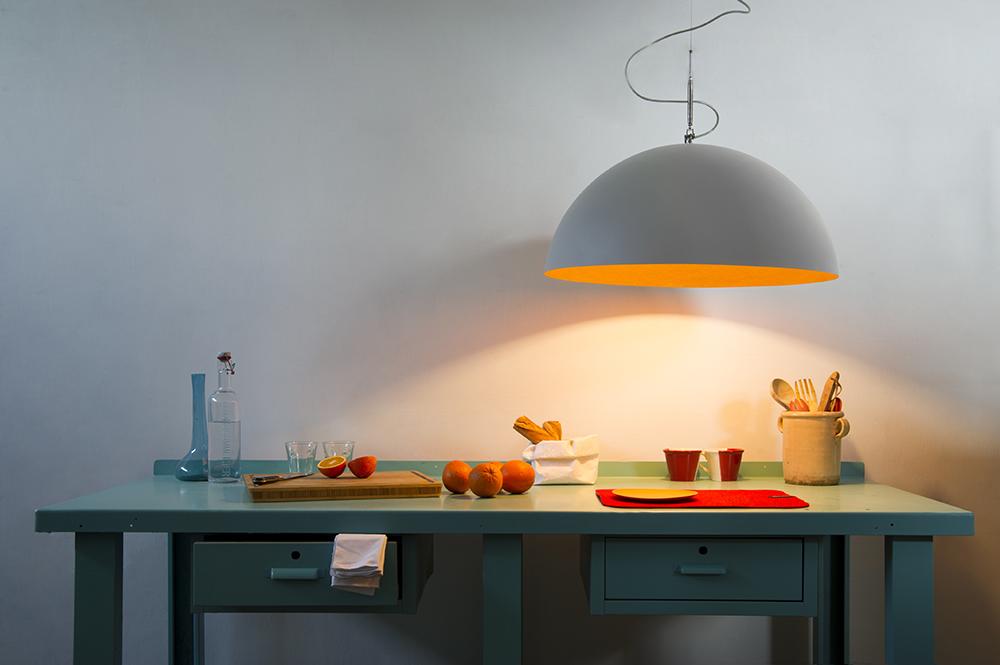 IN-ES.ARTDESIGN lampe à suspension MEZZA LUNA 1 CEMENTO