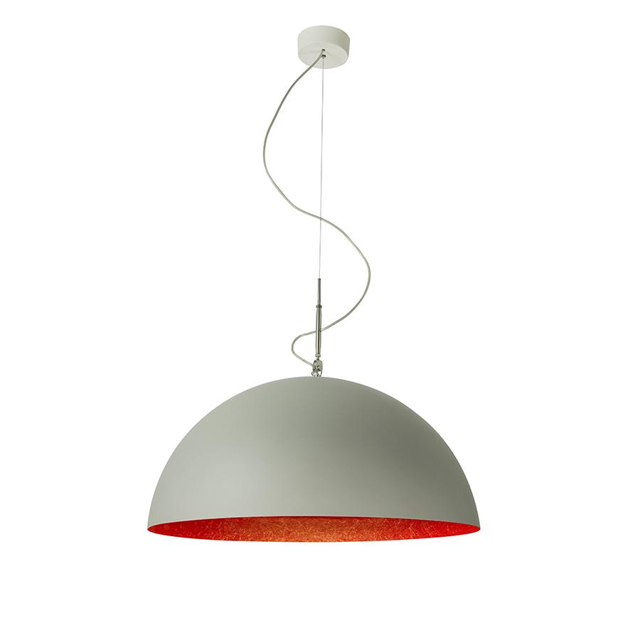 IN-ES.ARTDESIGN lampe à suspension MEZZA LUNA 1 CEMENTO (Intérieur rouge - Peinture effet béton et n