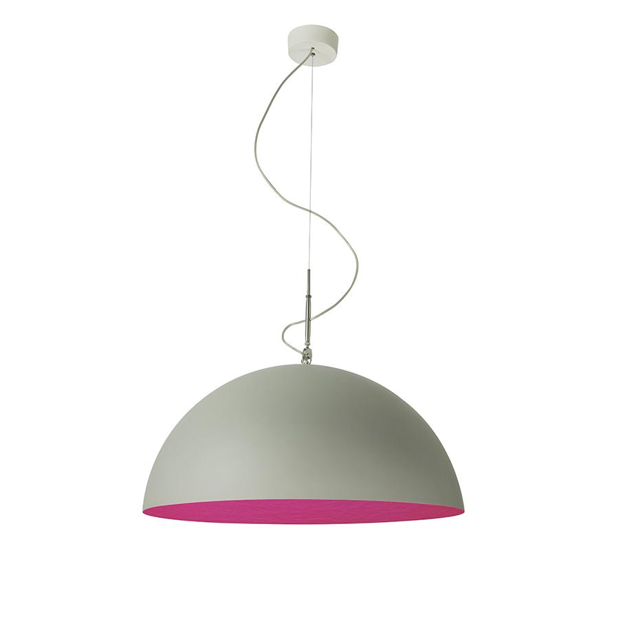 IN-ES.ARTDESIGN lampe à suspension MEZZA LUNA 1 CEMENTO (Intérieur magenta - Peinture effet béton et