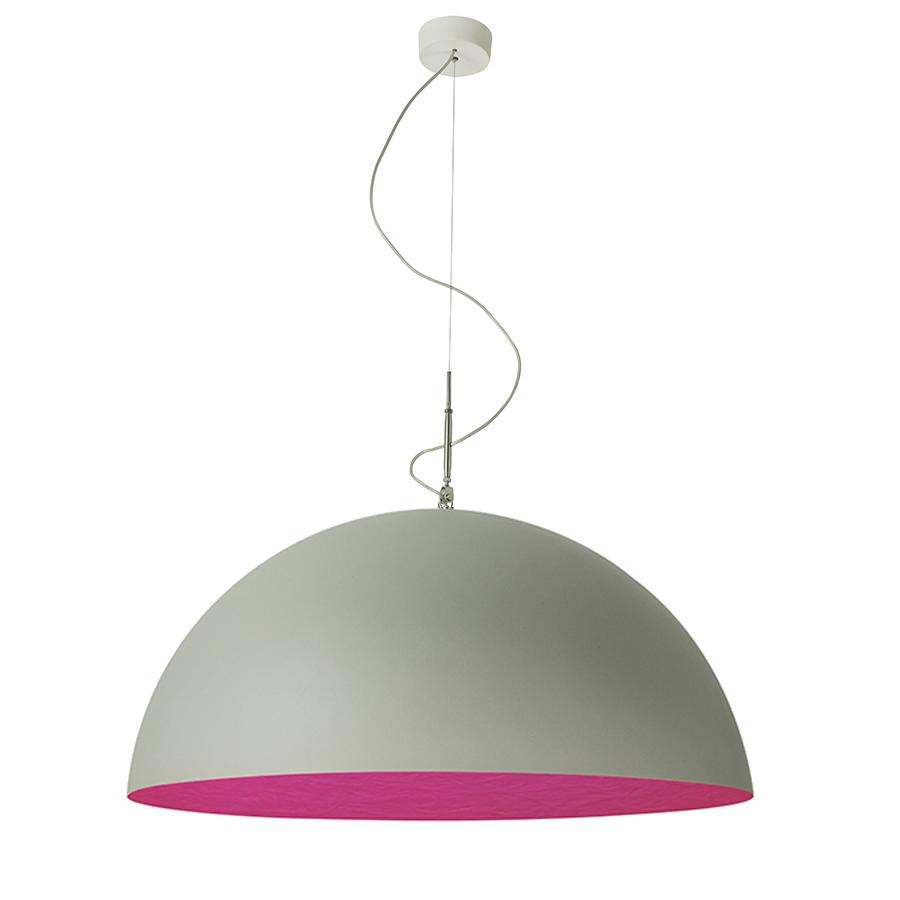 IN-ES.ARTDESIGN lampe à suspension MEZZA LUNA 2 CEMENTO (Intérieur magenta - Peinture effet béton et