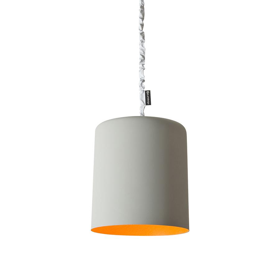 IN-ES.ARTDESIGN lampe à suspension BIN CEMENTO (Intérieur orange - Peinture effet béton et nébulite)