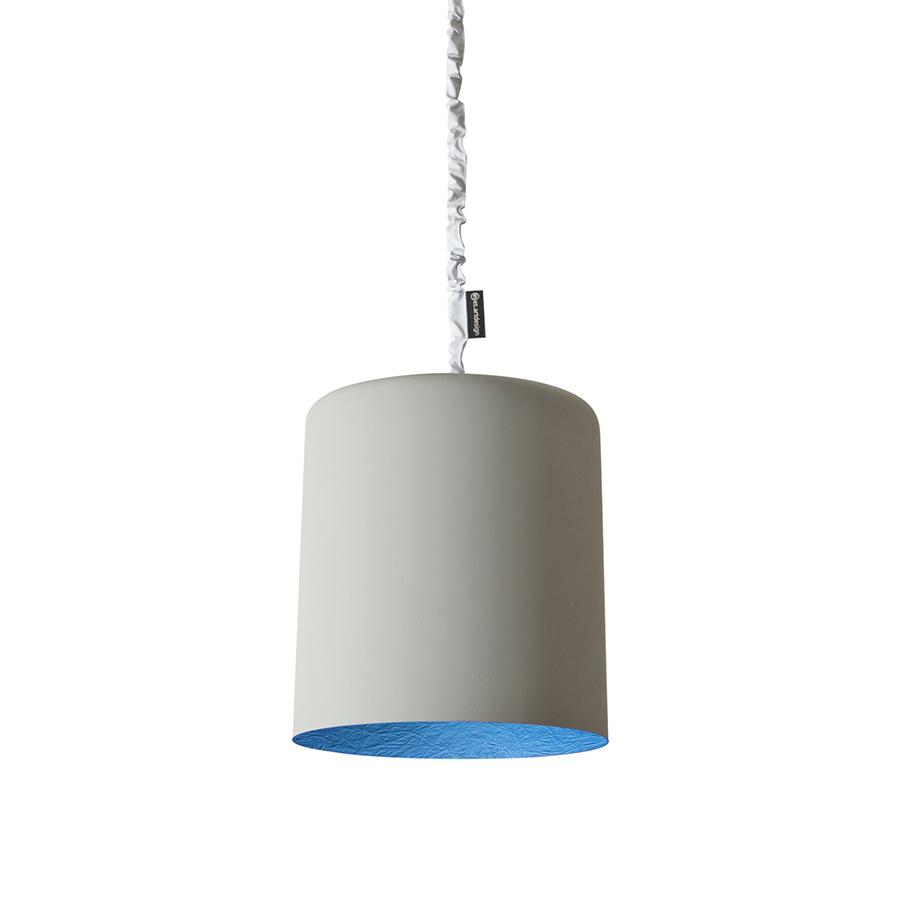 IN-ES.ARTDESIGN lampe à suspension BIN CEMENTO (Intérieur bleu - Peinture effet béton et nébulite)