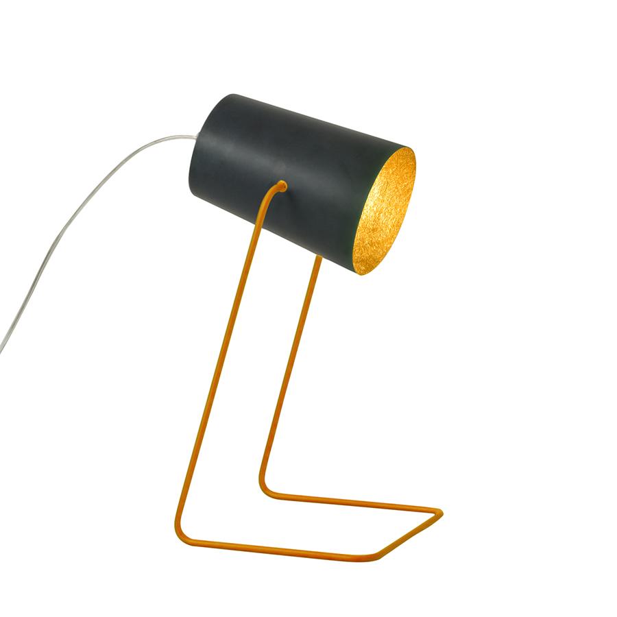 IN-ES.ARTDESIGN lampe de table PAINT T LAVAGNA (Base et intérieur or - Résine effet tableau noir, né