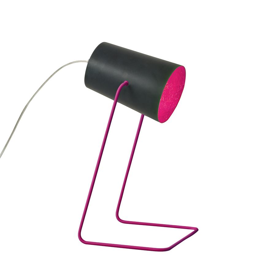 IN-ES.ARTDESIGN lampe de table PAINT T LAVAGNA (Base et intérieur magenta - Résine effet tableau noi