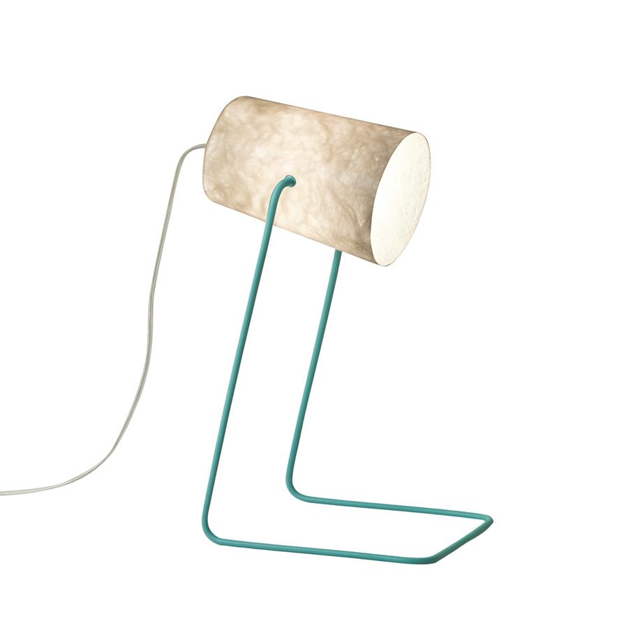 IN-ES.ARTDESIGN lampe de table PAINT T NEBULA (Base turquoise - acier et Nebulite)
