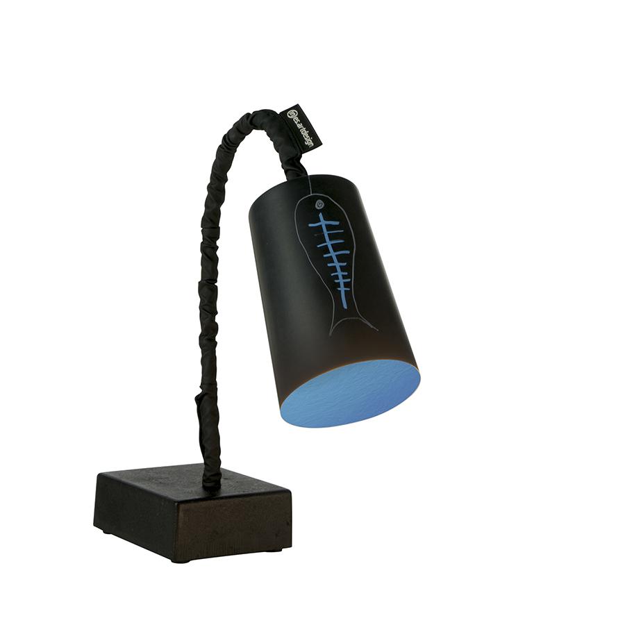 IN-ES.ARTDESIGN lampe de table PAINT T2 LAVAGNA (Intérieur bleu - Résine effet tableau blanc et nebu