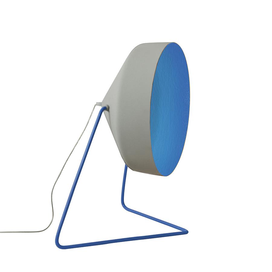 IN-ES.ARTDESIGN lampadaire CYRCUS F CEMENTO (Base et intérieur bleu - Peinture effet béton, nébulite