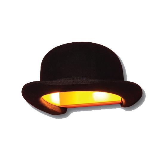 INNERMOST lampe murale applique avec le chapeau JEEVES WALL (Chapeau melon noir avec intérieur doré 