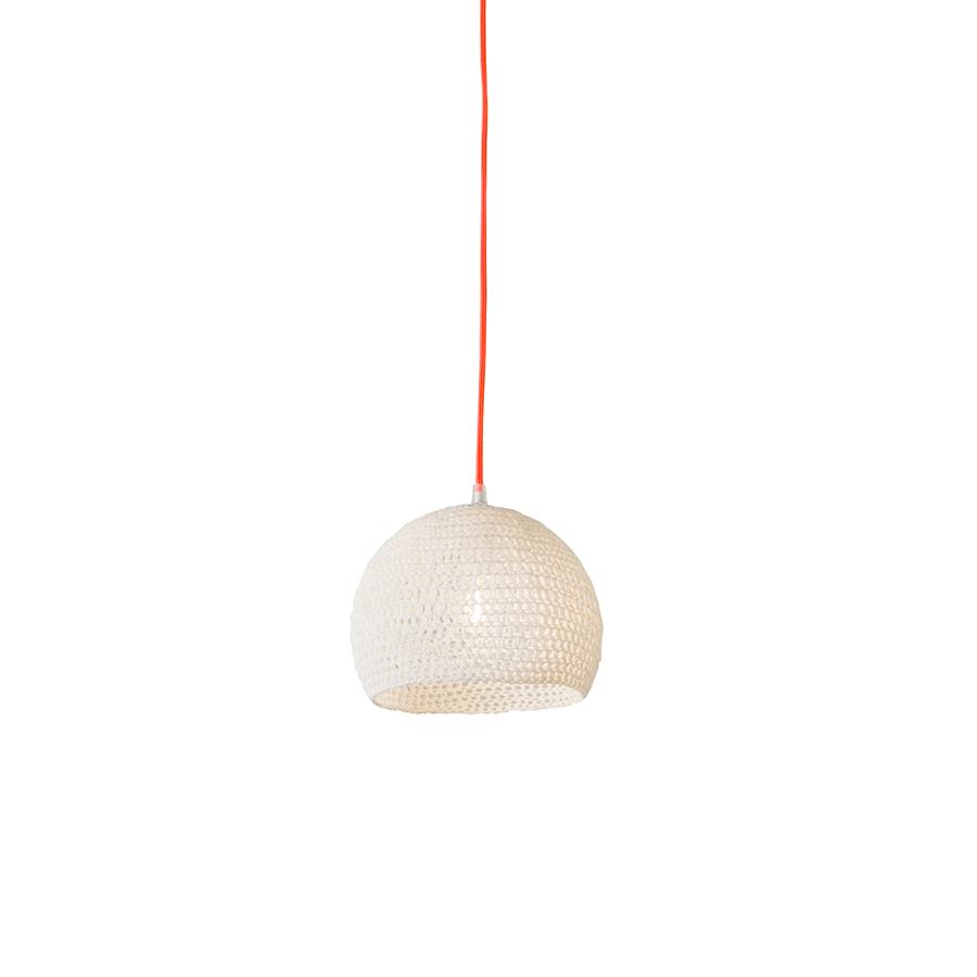 IN-ES.ARTDESIGN lampe à suspension TRAMA 1 (Câble orange fluo - Coton et résine)