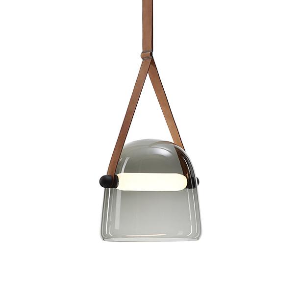 BROKIS lampe à suspension MONA LARGE PC938 (Fumé et bracelet naturel - Verre et cuir)