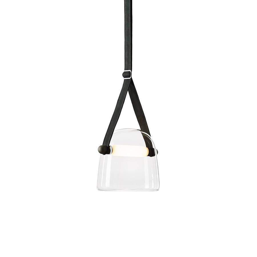 BROKIS lampe à suspension MONA MEDIUM PC979 (Transparent et bracelet noir - Verre et cuir)