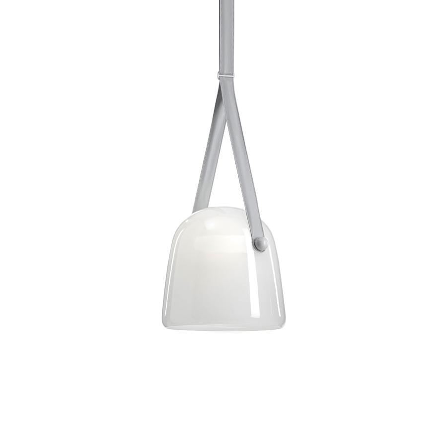 BROKIS lampe à suspension MONA MEDIUM PC979 (Opalin et bracelet gris - Verre et cuir)