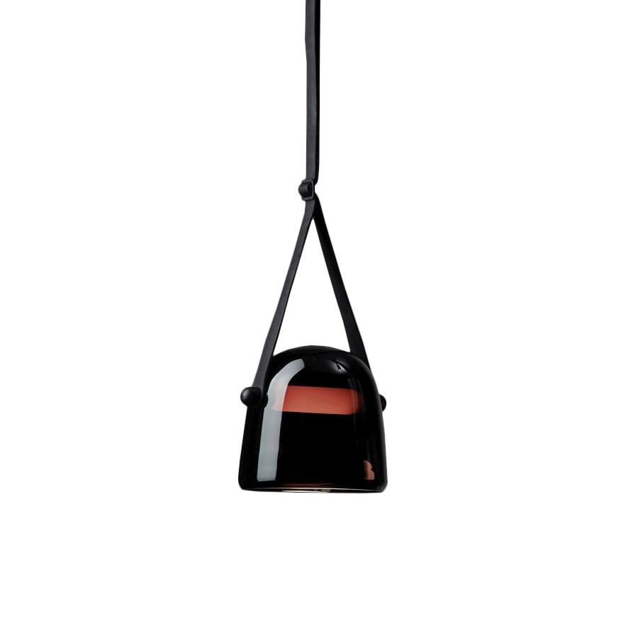 BROKIS lampe à suspension MONA MEDIUM PC979 (Noir et bracelet noir - Verre et cuir)