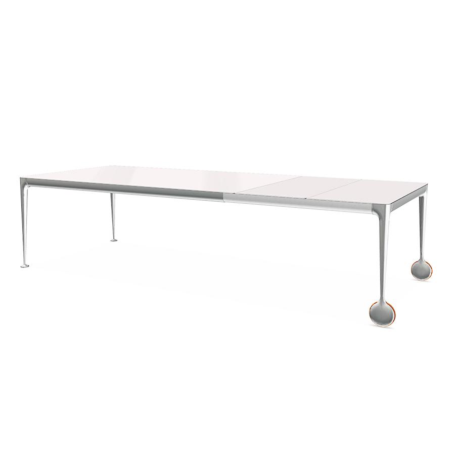 MAGIS table extensible avec roues BIG WILL (Blanc brillant - Pieds en aluminium brillant et plateau 