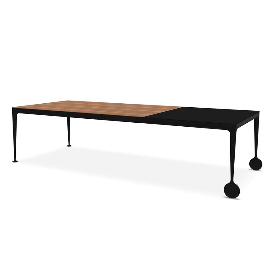 MAGIS table extensible avec roues BIG WILL (Noyer américain et noir mat - Pieds en aluminium peint e