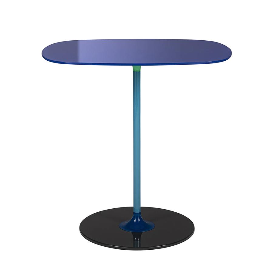 KARTELL table basse THIERRY 33 x 50 cm (Bleu - Verre trempé peint au dos et acier peint)