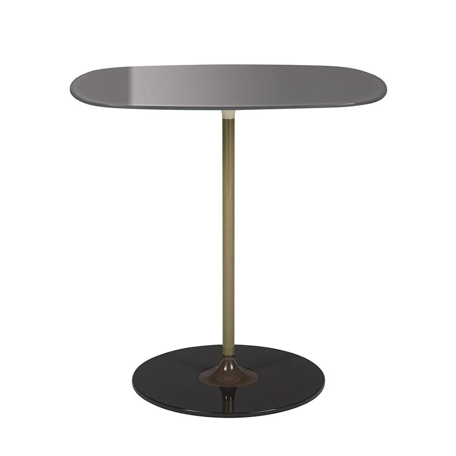 KARTELL table basse THIERRY 33 x 50 cm (Gris - Verre trempé peint au dos et acier peint)