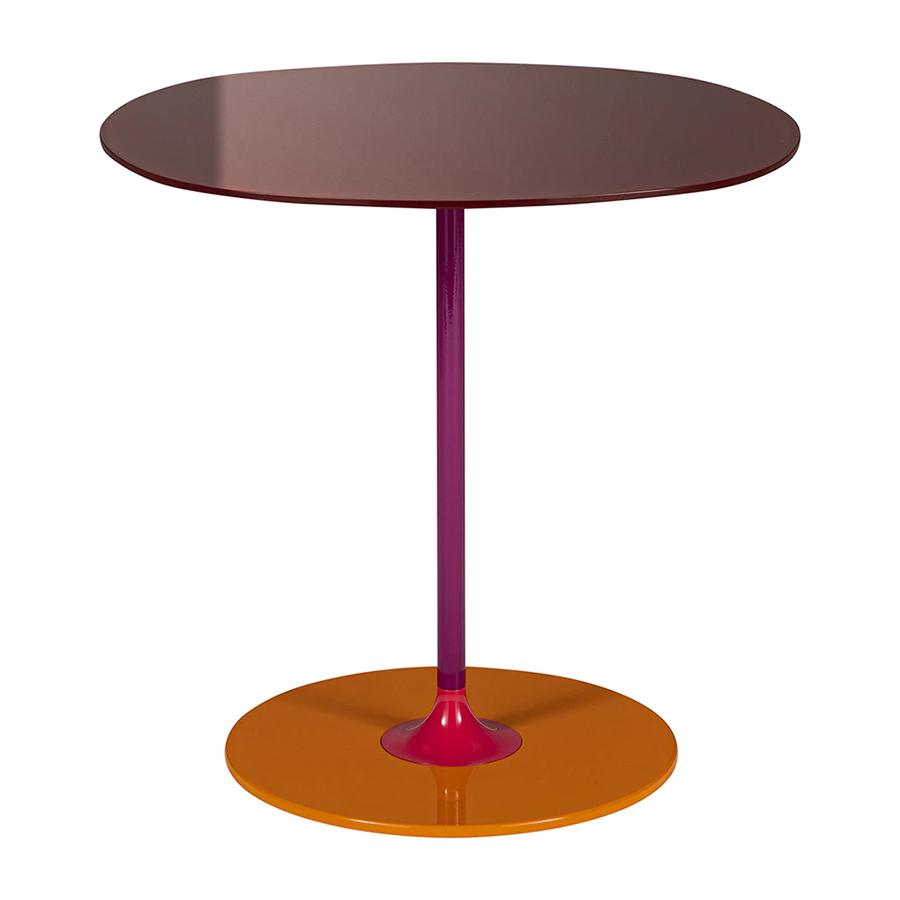 KARTELL table basse THIERRY 45 x 45 cm (Bordeaux - Verre trempé peint au dos et acier peint)