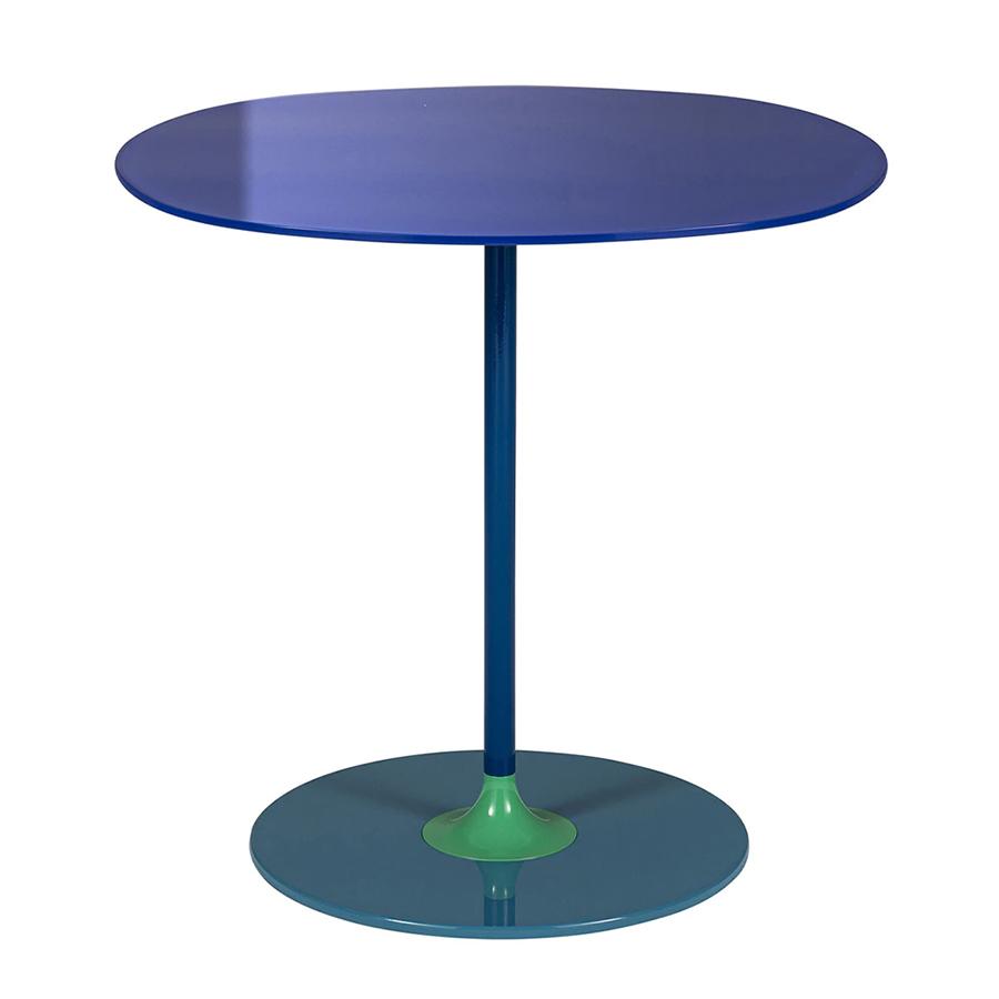 KARTELL table basse THIERRY 45 x 45 cm (Bleu - Verre trempé peint au dos et acier peint)