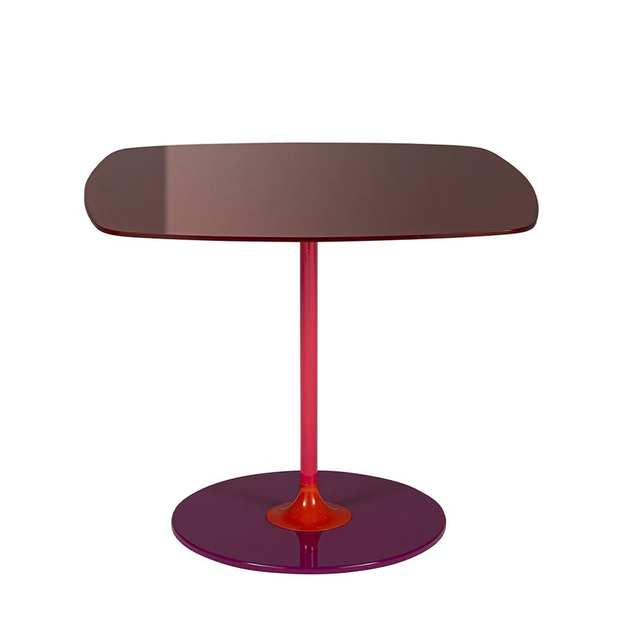 KARTELL table basse THIERRY 50 x 50 cm (Bordeaux - Verre trempé peint au dos et acier peint)