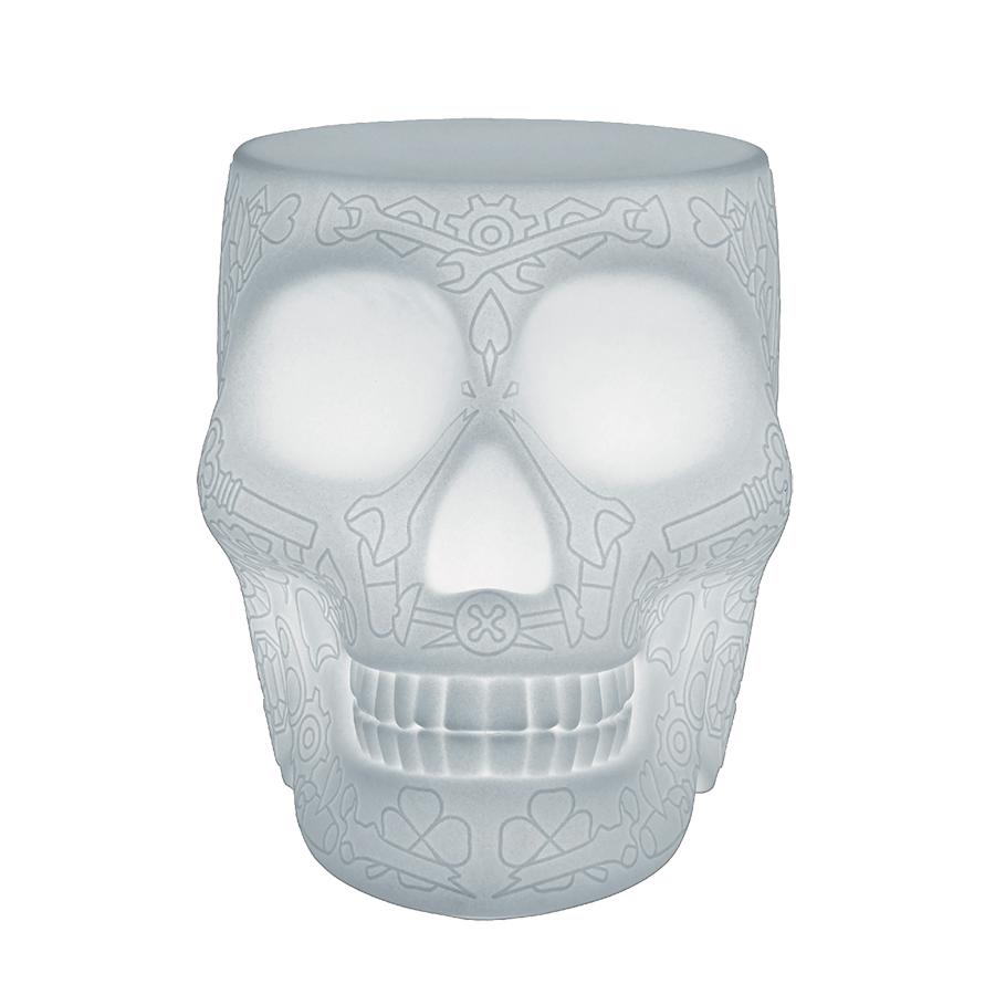 QEEBOO tabouret et table basse avec éclairage MEXICO STOOL AND SIDE TABLE LED RGB (Blanc - Polyéthyl