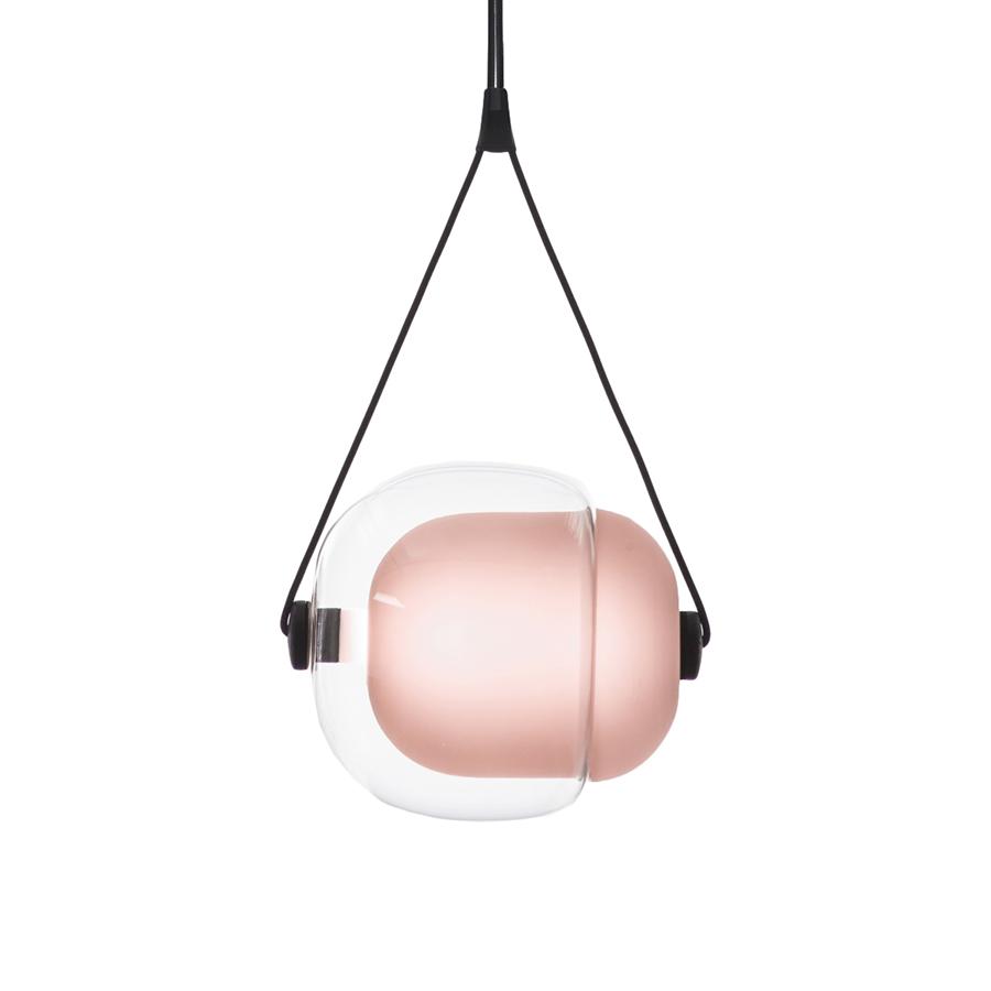 BROKIS lampe à suspension CAPSULA SINGLE (Extérieur transparent, intérieur violet gravé à l'acide - 