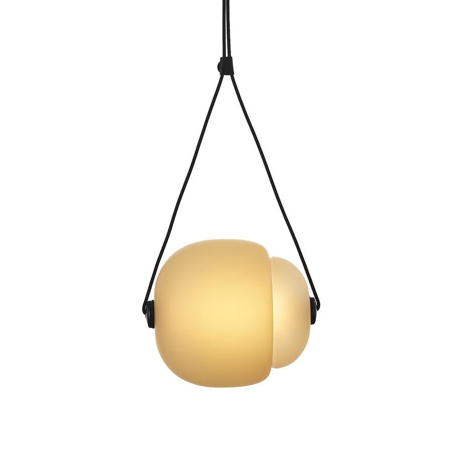 BROKIS lampe à suspension CAPSULA SINGLE (Extérieur et intérieur jaune gravé - Verre)