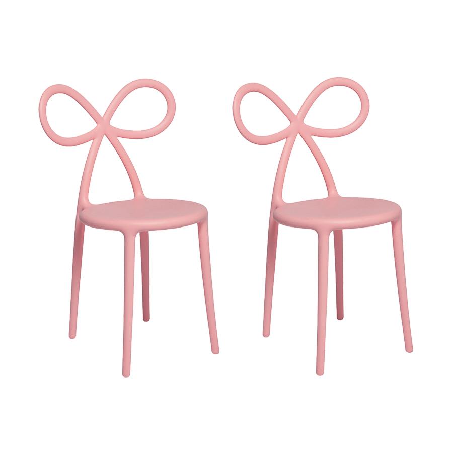 QEEBOO set de 2 chaises RIBBON CHAIR (Rose - Polypropylène)