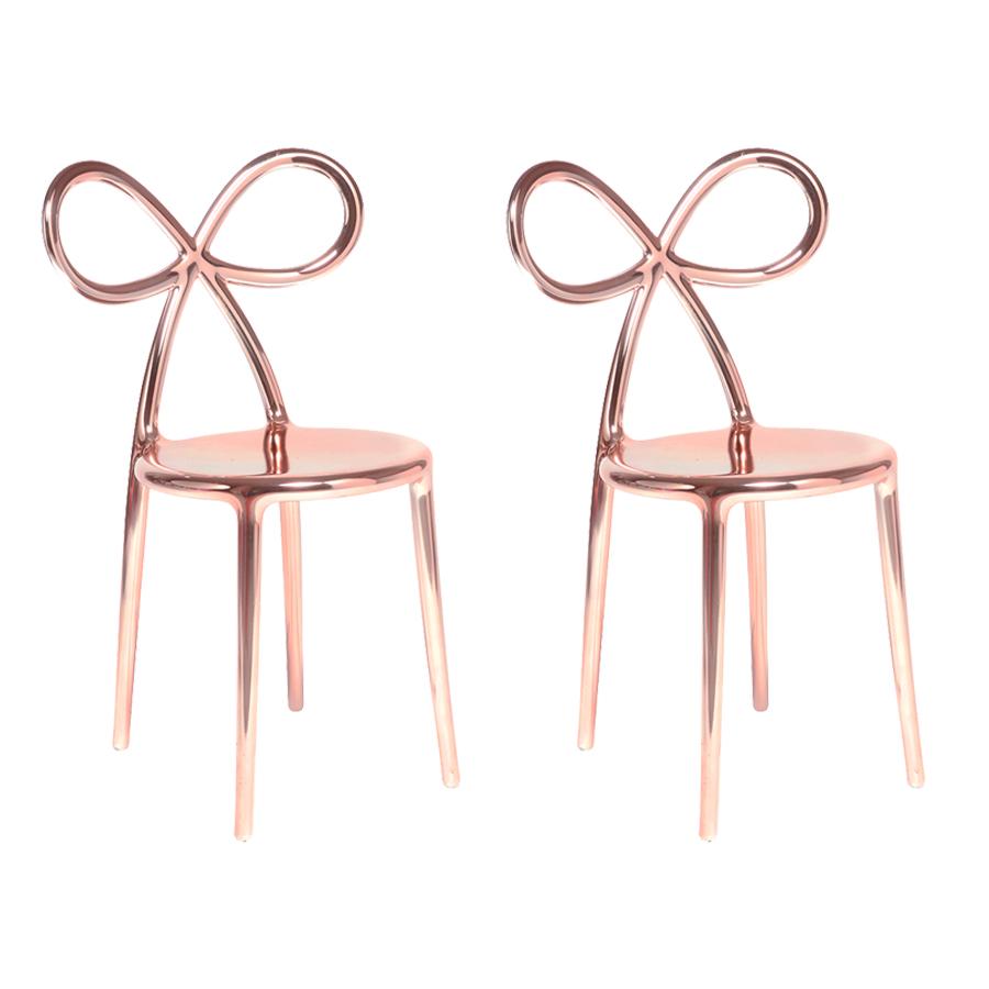 QEEBOO set de 2 chaises RIBBON CHAIR METAL FINISH (Or rose - Polypropylène)