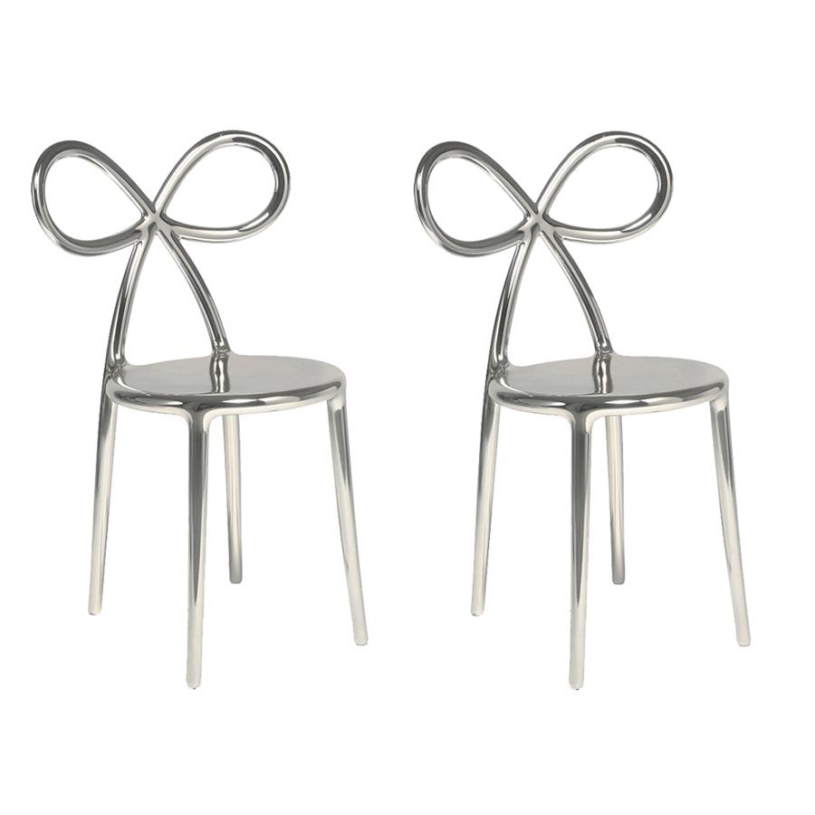 QEEBOO set de 2 chaises RIBBON CHAIR METAL FINISH (Argent - Polypropylène)