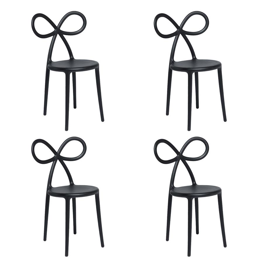 QEEBOO set de 4 chaises RIBBON CHAIR (Noir - Polypropylène)