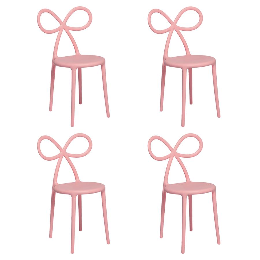 QEEBOO set de 4 chaises RIBBON CHAIR (Rose - Polypropylène)