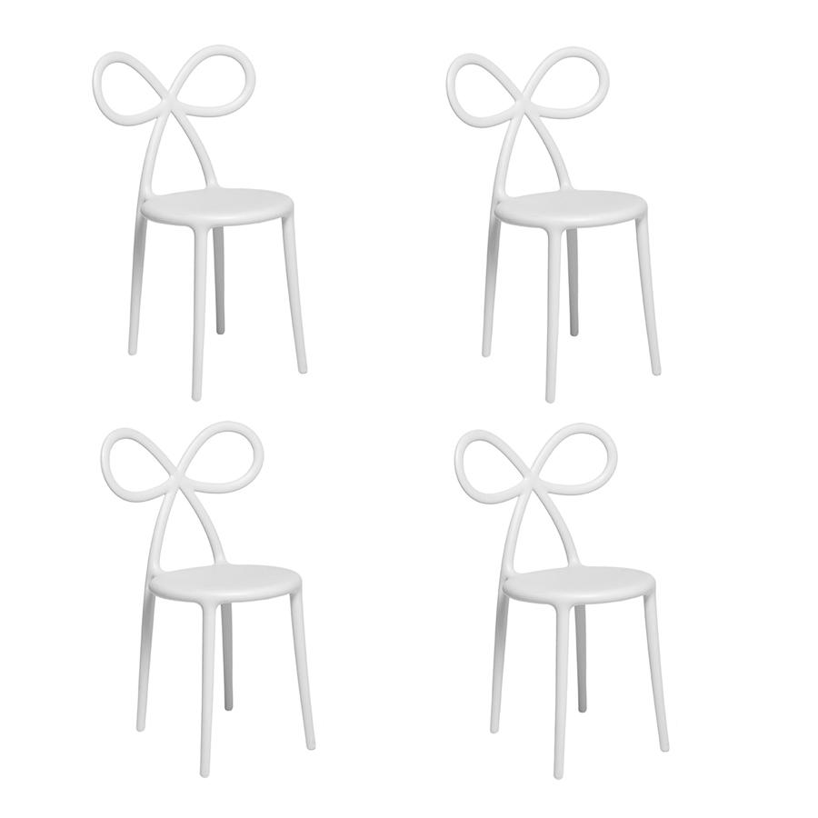 QEEBOO set de 4 chaises RIBBON CHAIR (Blanc - Polypropylène)