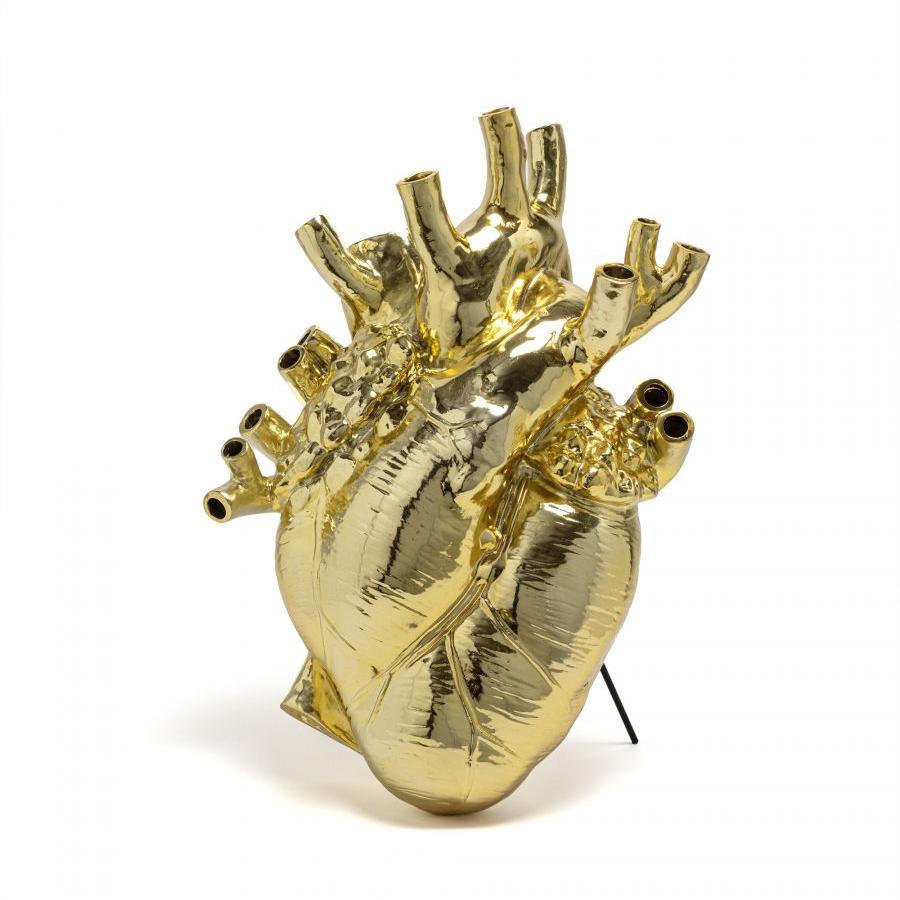 SELETTI vase en forme de coeur LOVE IN BLOOM GIANT GOLD (Gold - Fiberglass)