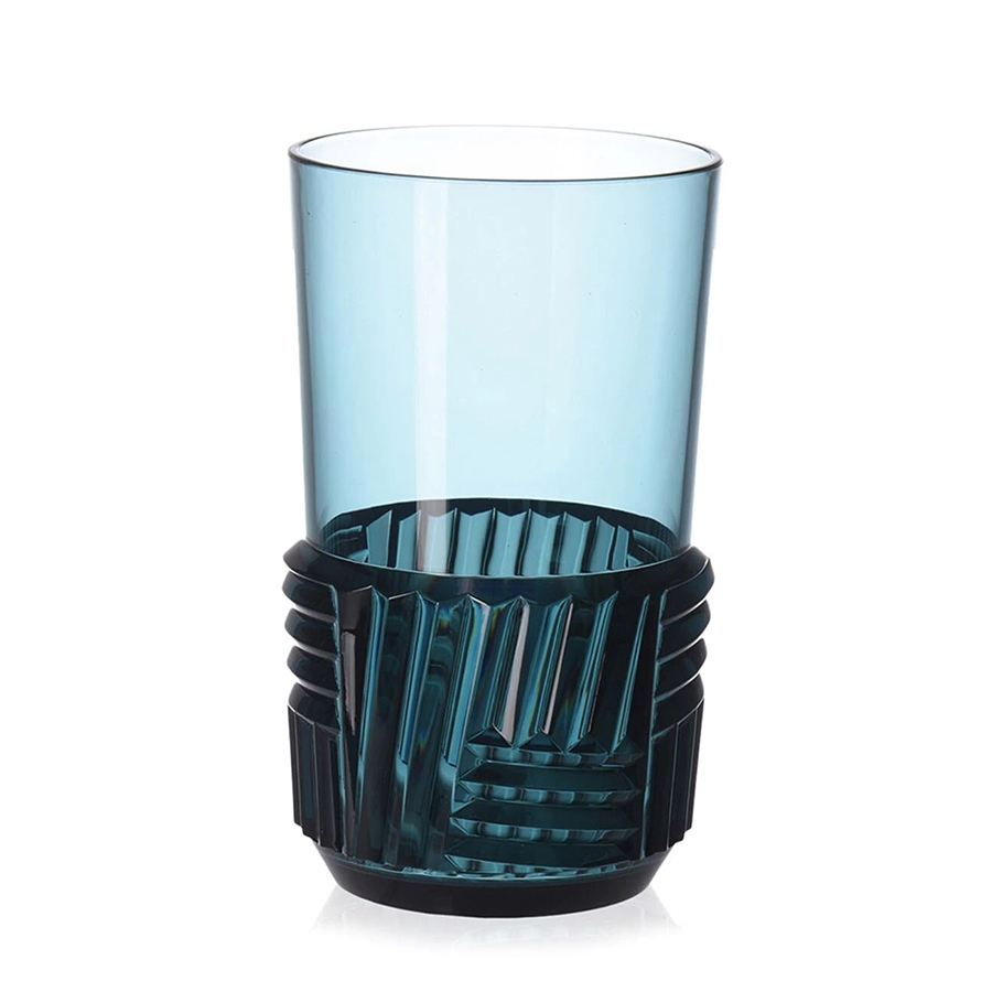 KARTELL set de 4 verres TRAMA (H 15 cm / Bleu - Technopolymère thermoplastique transparent)
