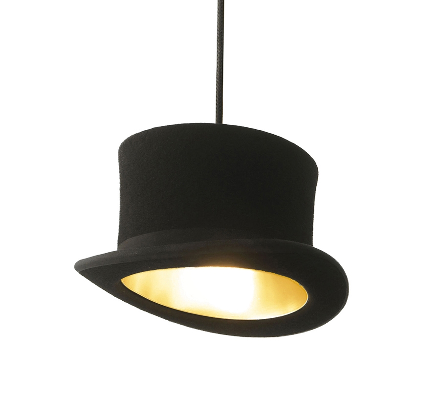 INNERMOST lampe à suspension avec le chapeau WOOSTER (Cylindre noir avec intérieur doré - Feutre et 