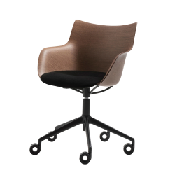 KARTELL chair with arms on wheels Q/WOOD Aquaclean fabric