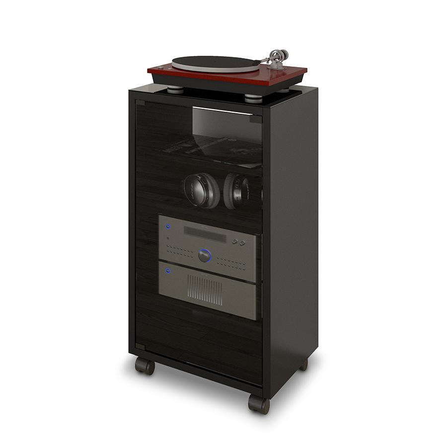 KAIROS HOME meuble HI-FI et support TV jusqu'à 32 KA050NE (Fumé - Verre et bois)