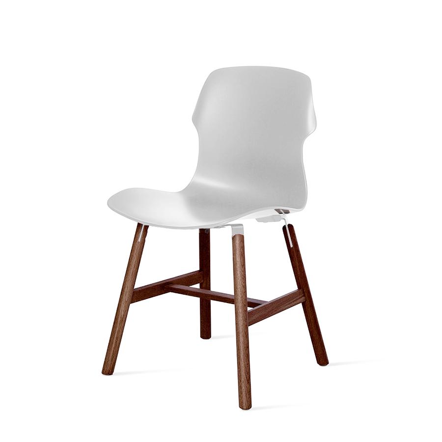 CASAMANIA set de 2 chaises STEREO WOOD (Blanc - Polypropylène / Bois massif noyer)