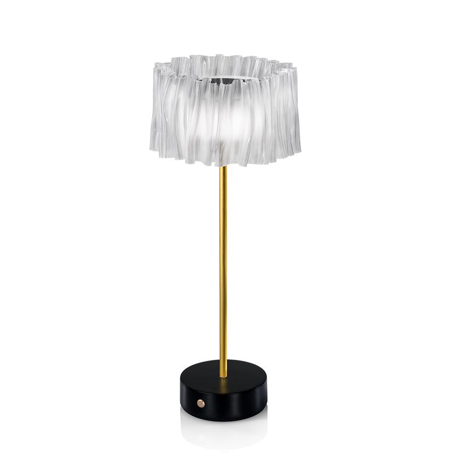 SLAMP lampe de table ACCORDEON BATTERY (Prisme et laiton avec base noire - Lentiflex)