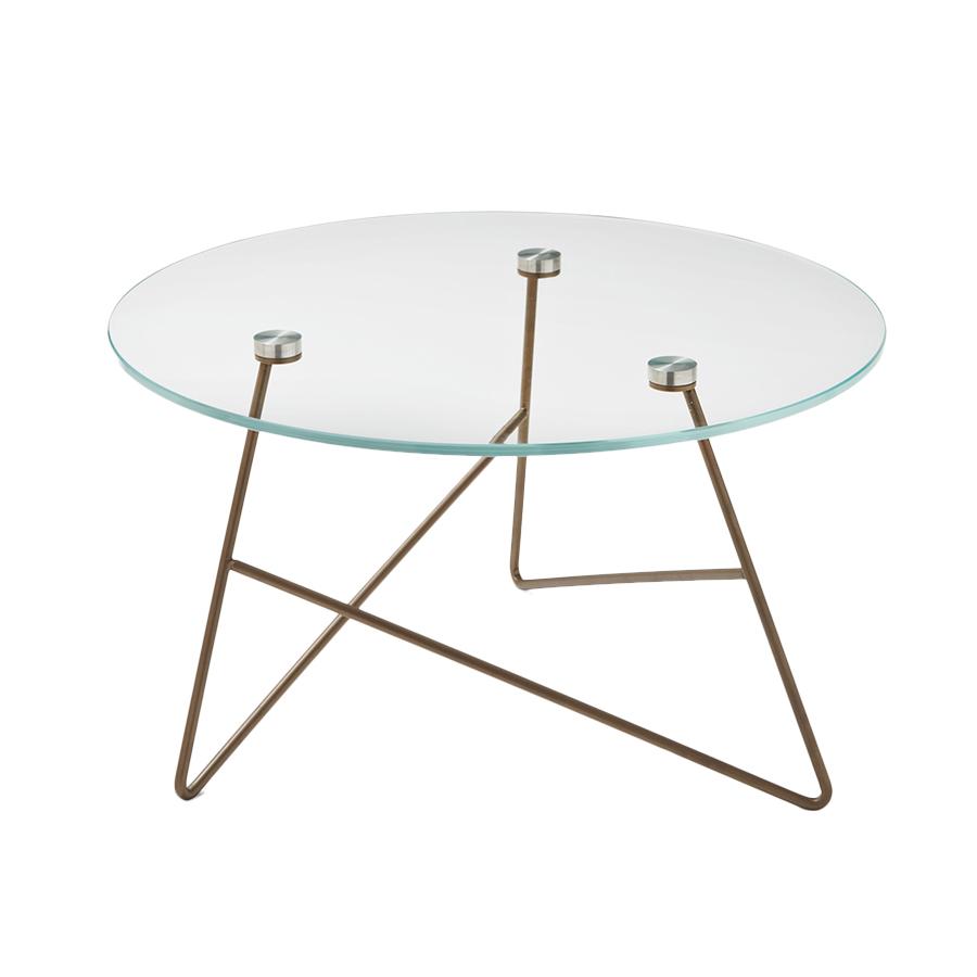 MEME DESIGN table basse ERMIONE Ø 65 cm (Couleurs RAL de votre choix - Métal et plateau en verre ext