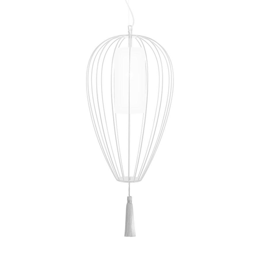 KARMAN lampe à suspension CELL Ø 36 x H 58 cm (Blanc brillant - Fer et linge)