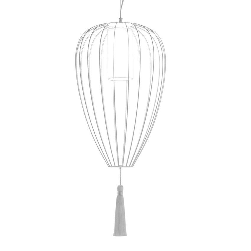 KARMAN lampe à suspension CELL Ø 55 x H 88 cm (Blanc brillant - Fer et linge)