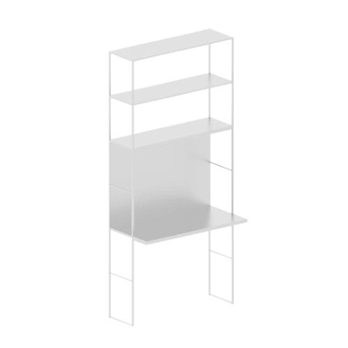 ZEUS bureau avec étagères EASY IRONY BUREAU Composition J (Blanc gaufré avec Strip LED - Tôle d'acie