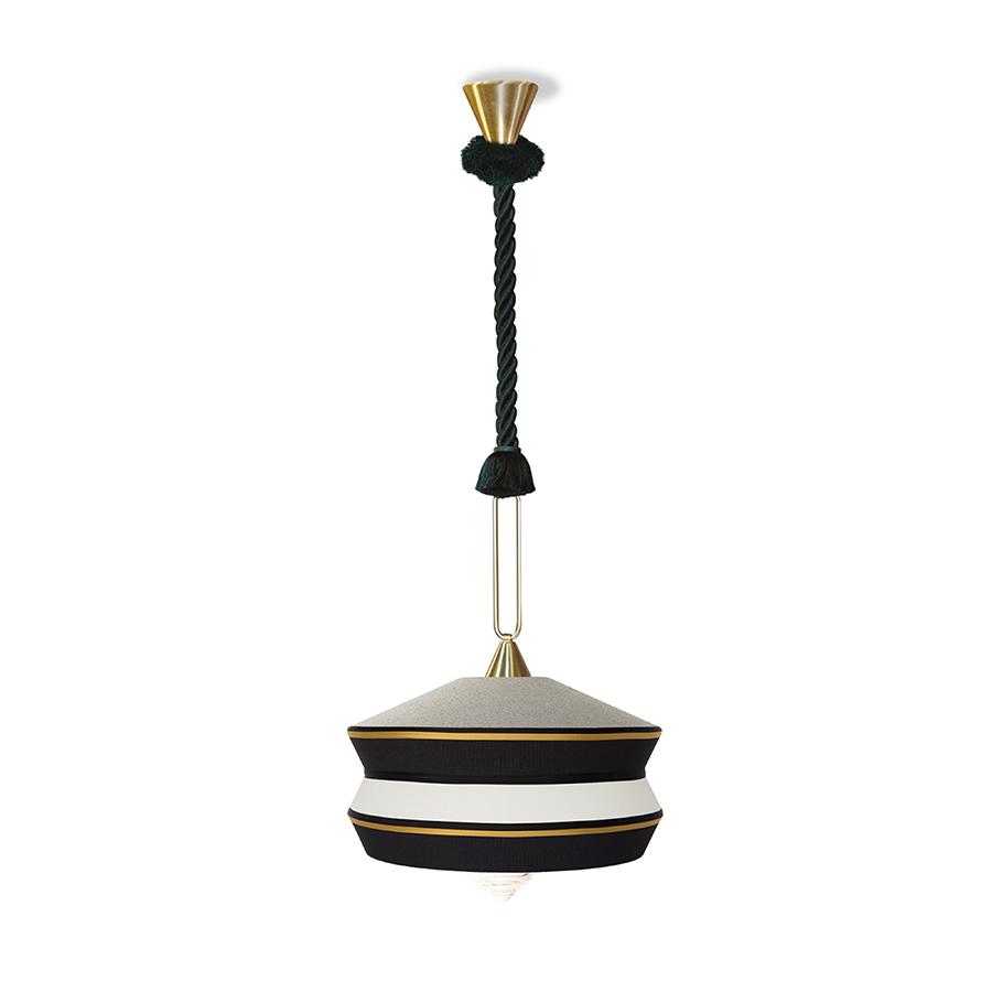 CONTARDI lampe à suspension CALYPSO ANTIGUA (Sel et poivre - laiton brossé et Verre)