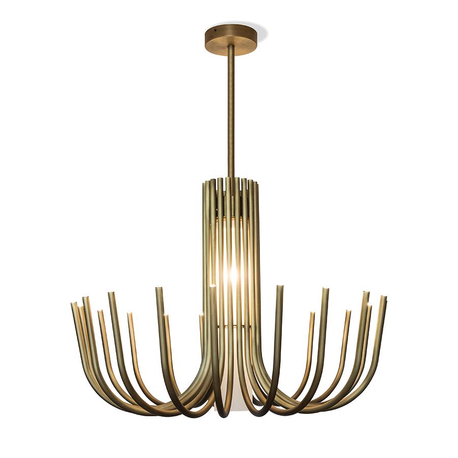 CONTARDI lampe à suspension STARDUST LARGE (Tige 35 cm, bronze brossé clair - Métal et verre satiné)