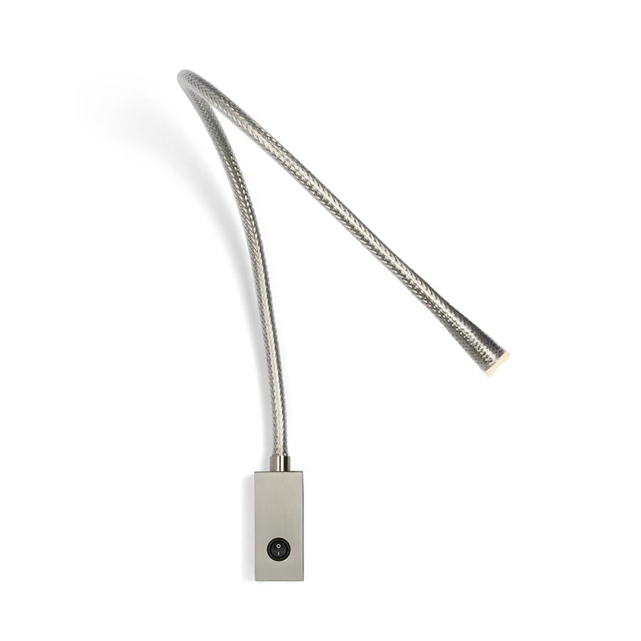 CONTARDI lampe murale applique FLEXILED avec maille d'acier et interrupteur (bras 90 cm - Nickel sat